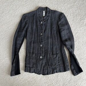 Dark Charcoal Button-Front Women's Jacket